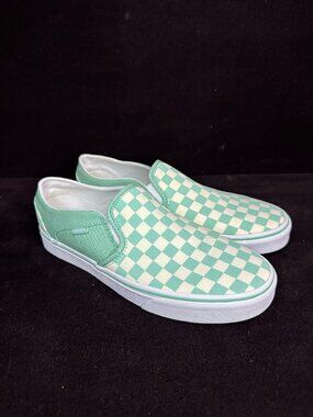 Vans Classic Slip-On Checkerboard Green Ash Mint Women's 11 / Men's 8.5